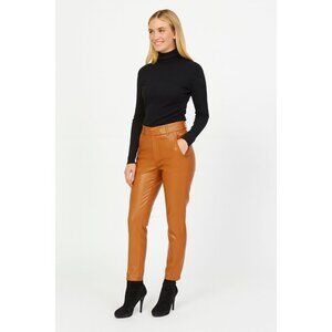 ZARA Faux Leather Pants Size 2 Saddle Brown